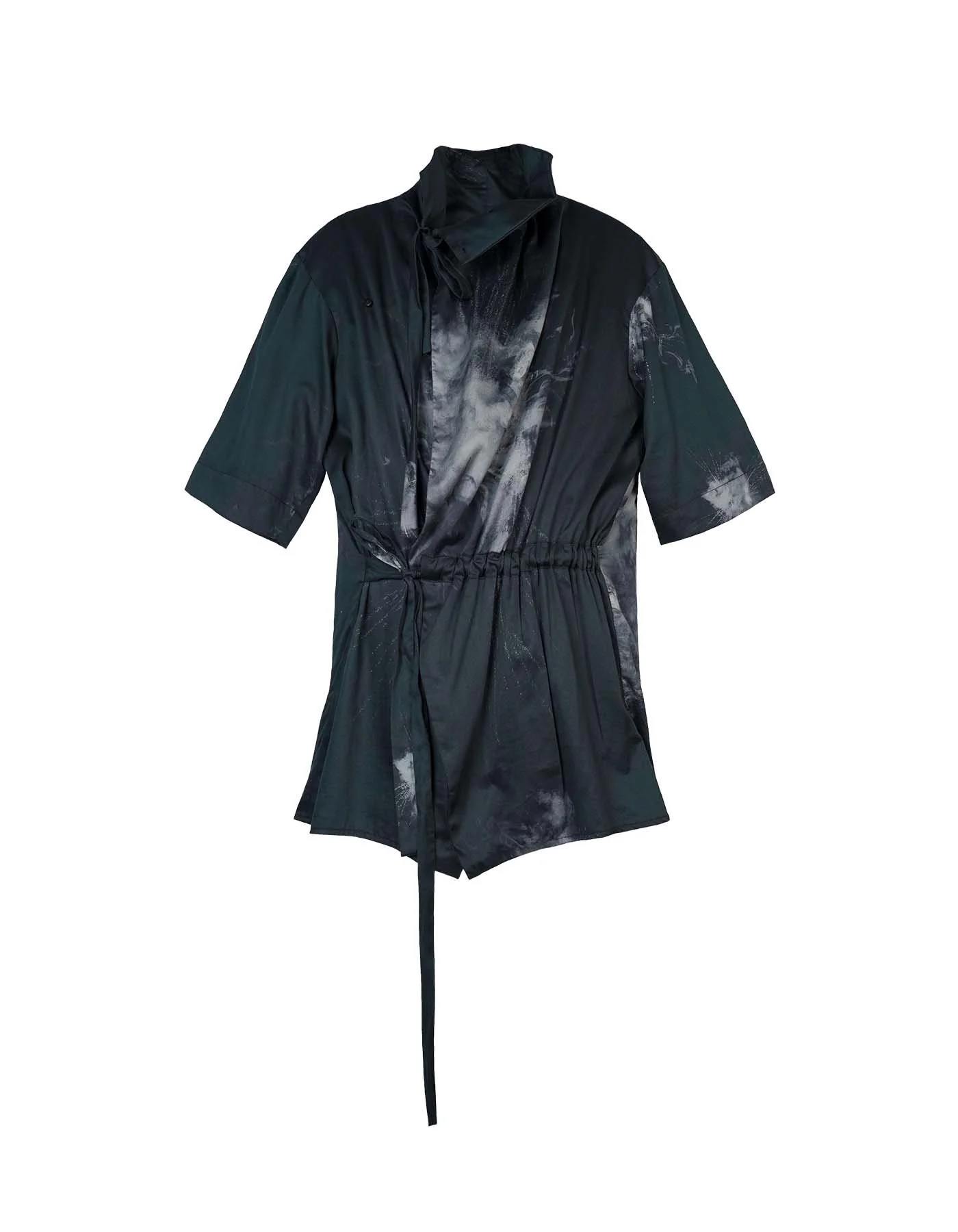 INF Kimono Style Deconstructed Shirt With Short Sleeves — INF